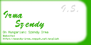 irma szendy business card